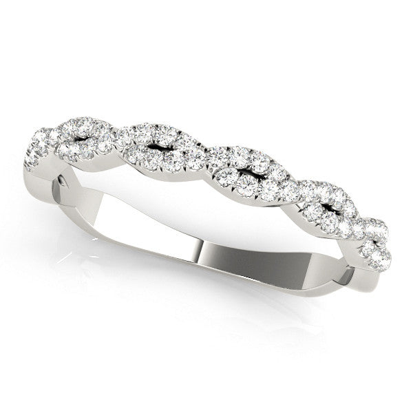 Platinum Twisted Diamond Pavé Round Eternity Band with Shared Prong Setting