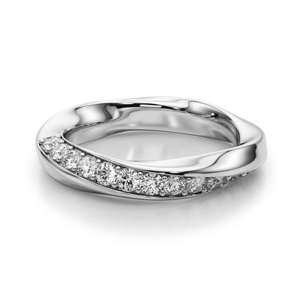 Silver Pave Round Diamond Twist Band
