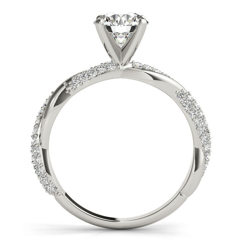 White gold Round Solitaire Twist Band with Pave Prong Setting