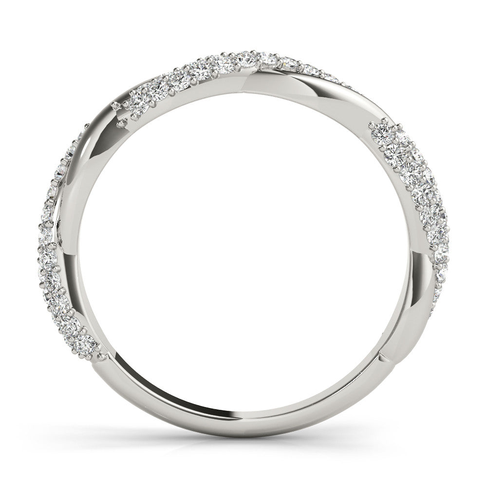 Silver Pavé Round Diamond Twist Eternity Band with Prong Setting