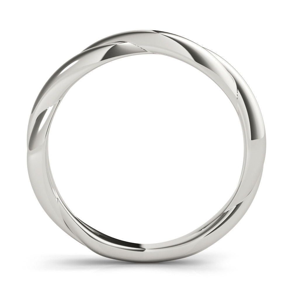 White gold Twisted Infinity Band with Round Stone Setting and Classic Prong