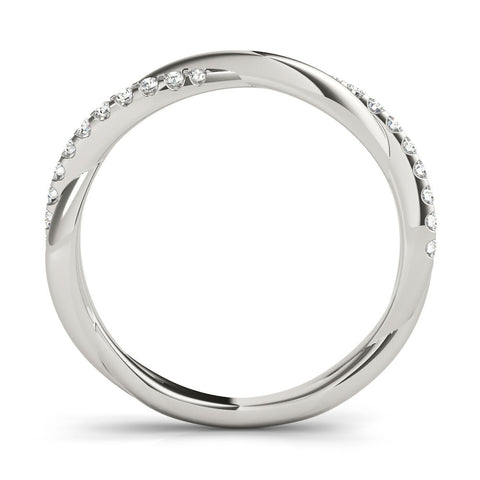 Platinum Pavé Round Diamond Twist Band with Shared Prong Setting