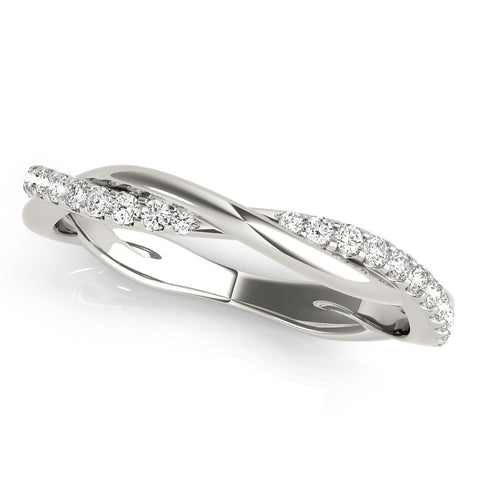 Platinum Pavé Round Diamond Twist Band with Shared Prong Setting