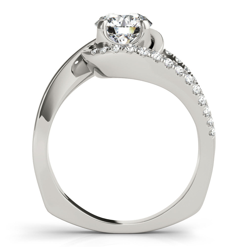 White gold Round Solitaire Split Shank Halo Prong Ring