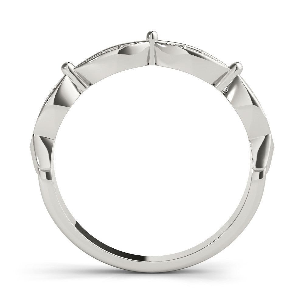 Silver Marquise Diamond Pavé Eternity Band with Bezel Setting