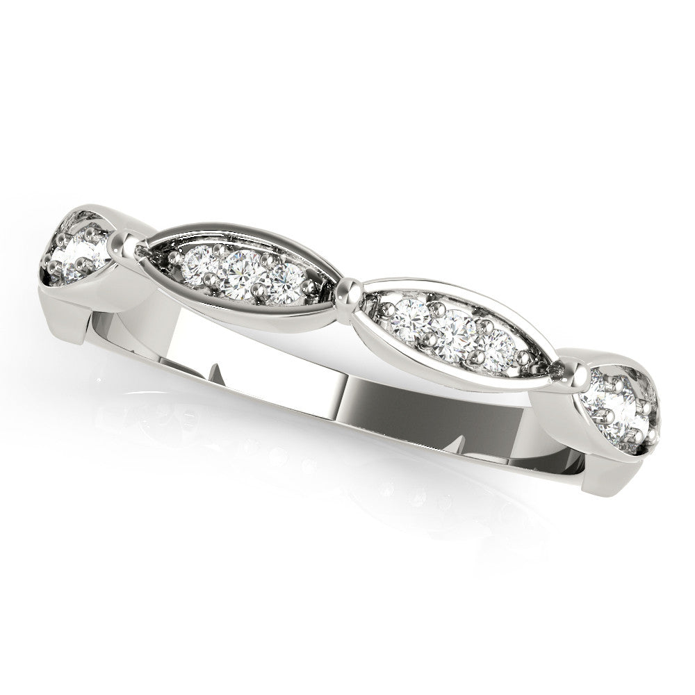 Silver Marquise Diamond Pavé Eternity Band with Bezel Setting
