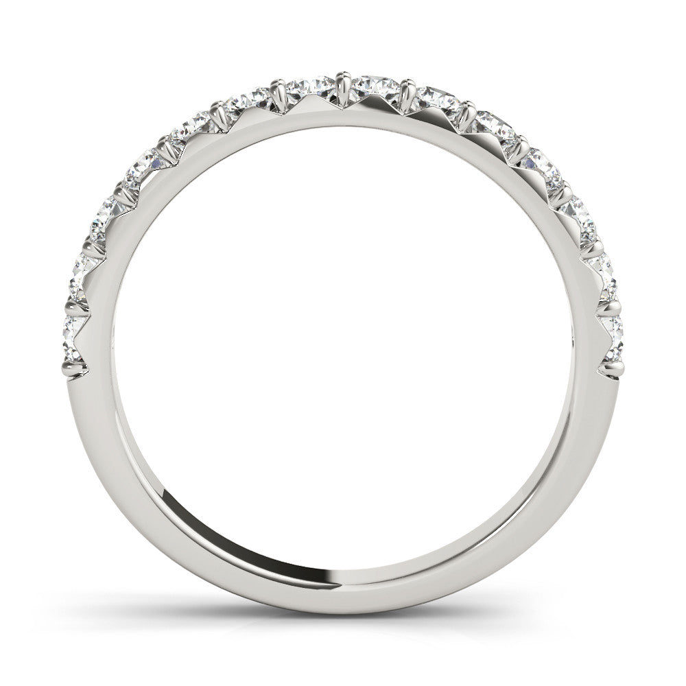 Platinum Round Diamond Half Eternity Band with Prong Setting