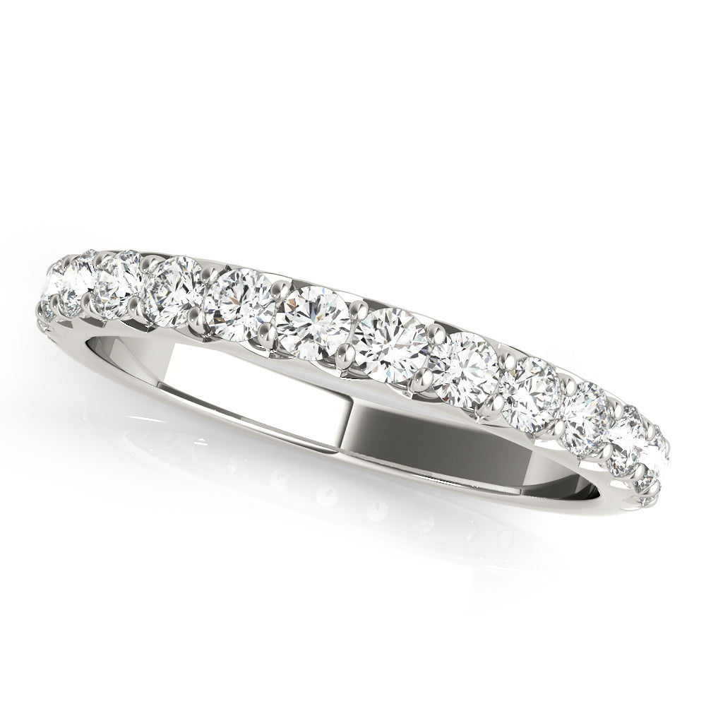White gold Round Diamond Half Eternity Band with Prong Setting
