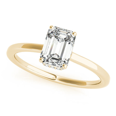 Yellow gold Oval Cut Solitaire Engagement Ring with Four-Prong Setting on a Classic Band