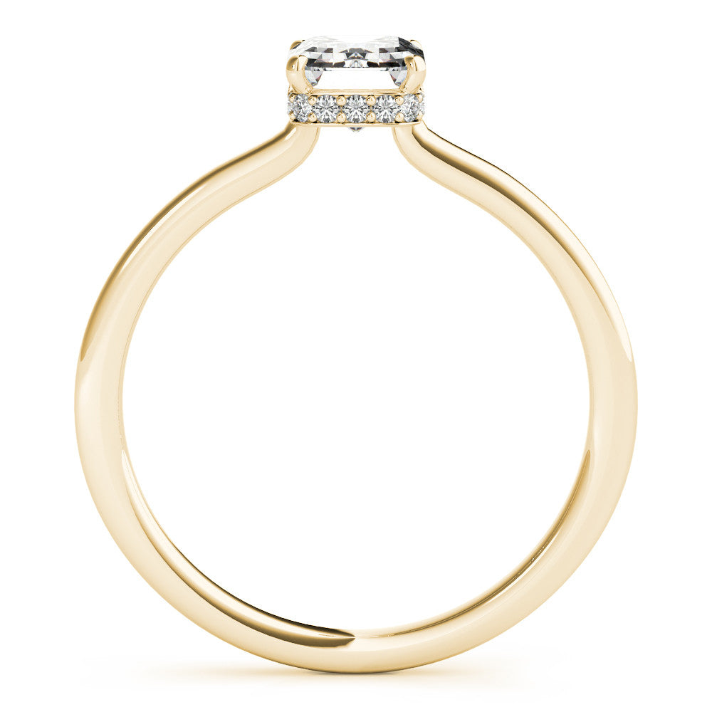 Yellow gold Marquise Cut Solitaire Engagement Ring with Four-Prong Setting on a Classic Band