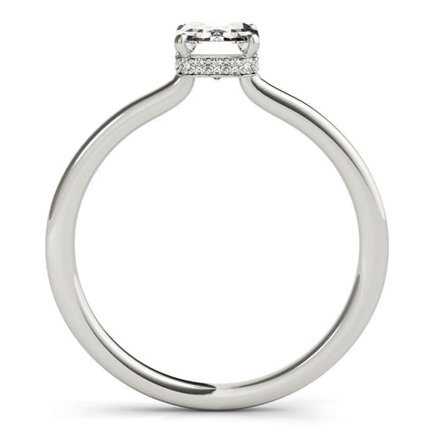 White gold Round Cut Solitaire Engagement Ring with Four-Prong Setting on a Classic Band