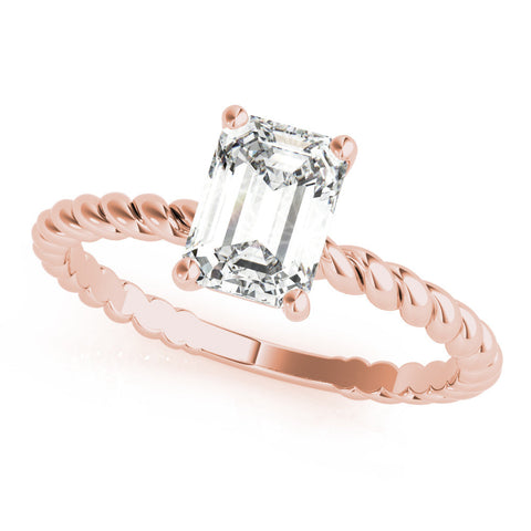 Rose gold Cushion Cut Solitaire Twisted Band with Four-Prong Setting