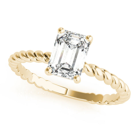 Yellow gold Heart Cut Solitaire Twisted Band with Four-Prong Setting