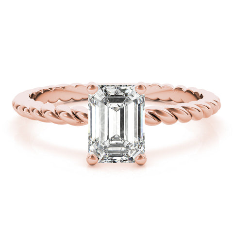 Rose gold Princess Cut Solitaire Twisted Band with Four-Prong Setting