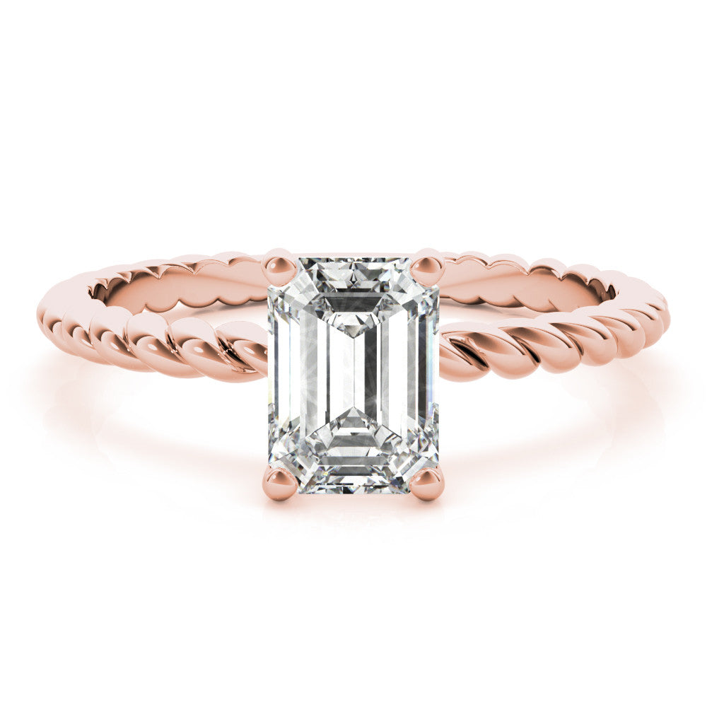 Rose gold Marquise Cut Solitaire Twisted Band with Four-Prong Setting