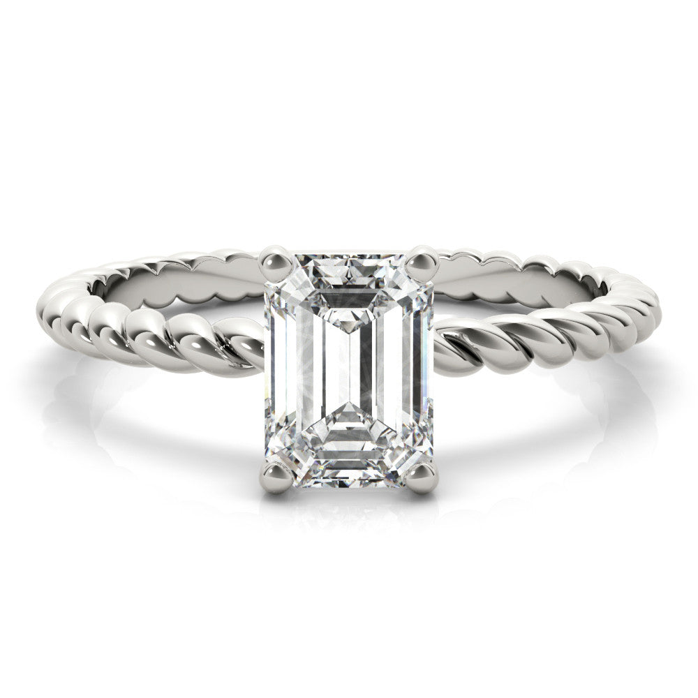 Silver Marquise Cut Solitaire Twisted Band with Four-Prong Setting