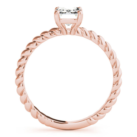 Rose gold Cushion Cut Solitaire Twisted Band with Four-Prong Setting
