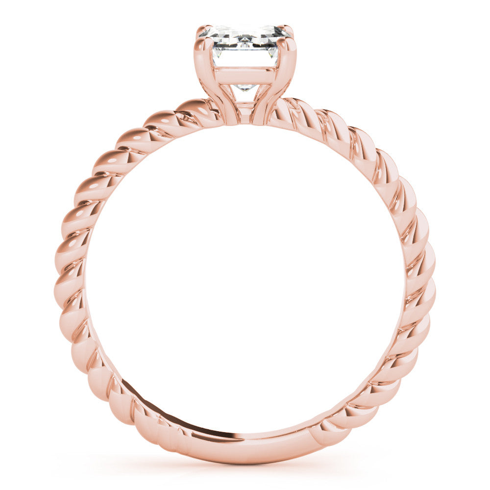Rose gold Oval Cut Solitaire Twisted Band with Four-Prong Setting