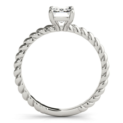 Platinum Princess Cut Solitaire Twisted Band with Four-Prong Setting