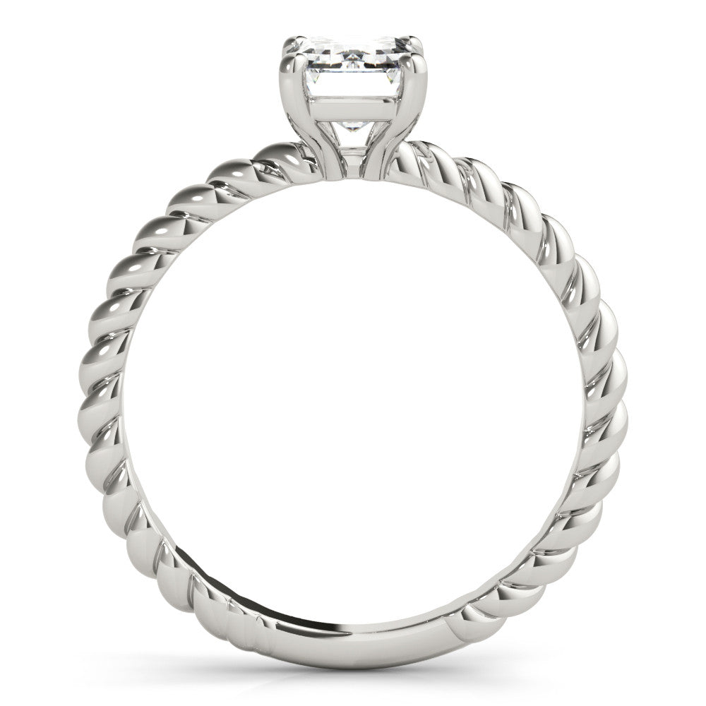 White gold Oval Cut Solitaire Twisted Band with Four-Prong Setting