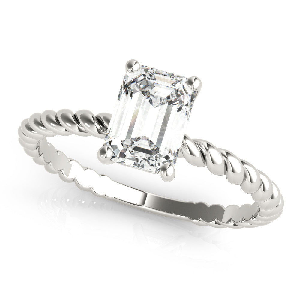 White gold Oval Cut Solitaire Twisted Band with Four-Prong Setting