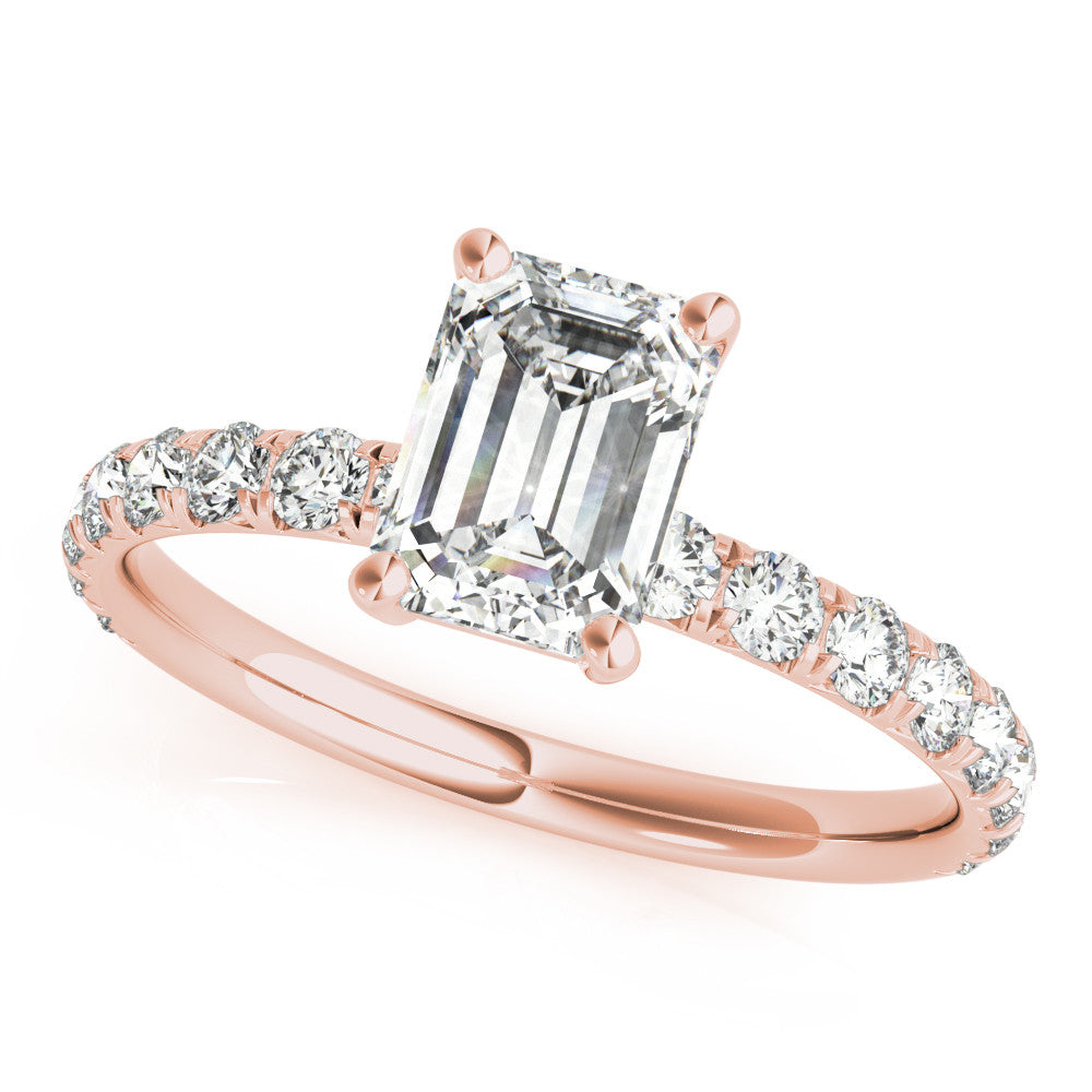 Rose gold Radiant Cut Diamond Pavé Band with Four-Prong Setting