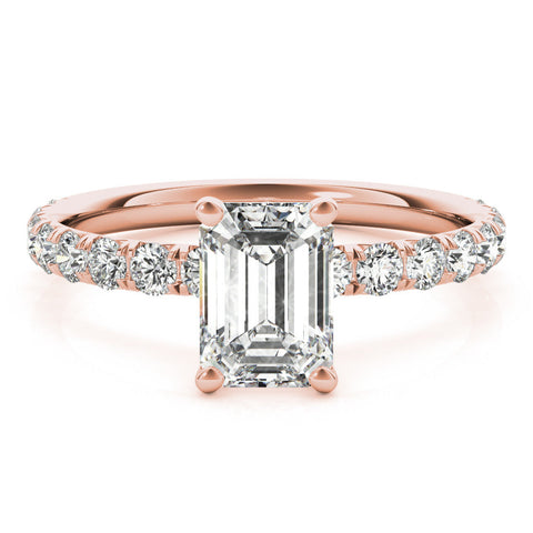 Rose gold Cushion Cut Diamond Pavé Band with Four-Prong Setting