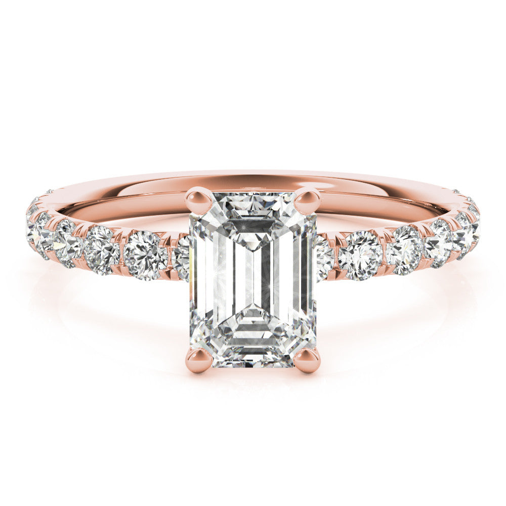 Rose gold Pear Cut Diamond Pavé Band with Four-Prong Setting