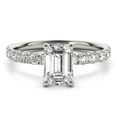White gold Marquise Cut Diamond Pavé Band with Four-Prong Setting