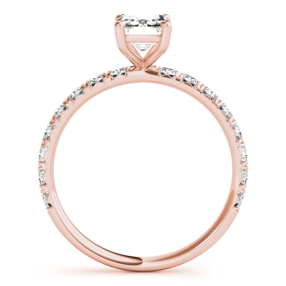 Rose gold Heart Cut Diamond Pavé Band with Four-Prong Setting