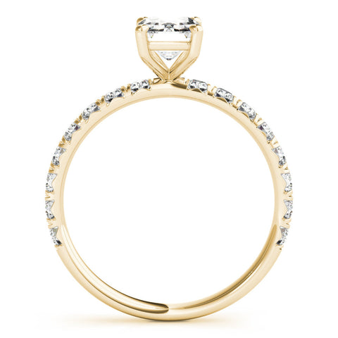 Yellow gold Marquise Cut Diamond Pavé Band with Four-Prong Setting