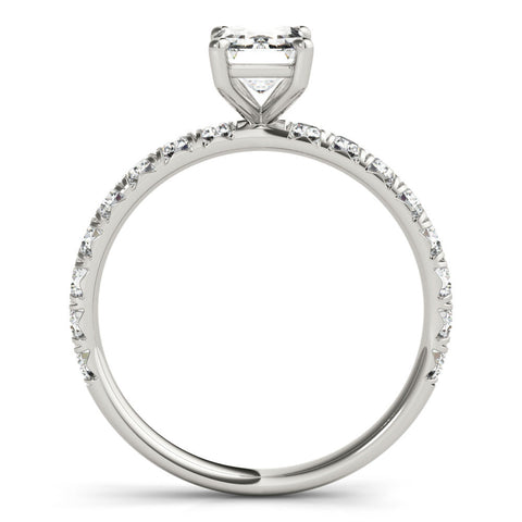 Silver Cushion Cut Diamond Pavé Band with Four-Prong Setting