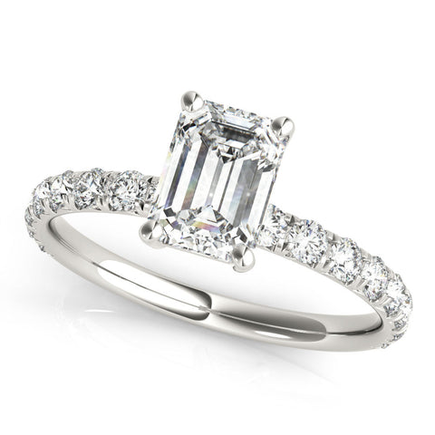 Silver Marquise Cut Diamond Pavé Band with Four-Prong Setting