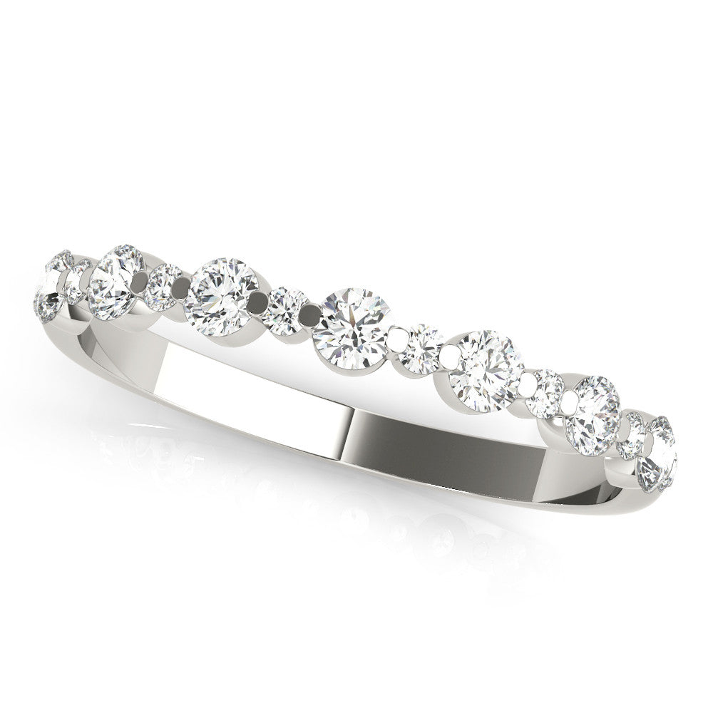 Platinum Round Diamond Scalloped Prong Set Eternity Band