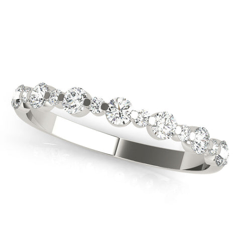 Silver Round Diamond Scalloped Prong Set Eternity Band
