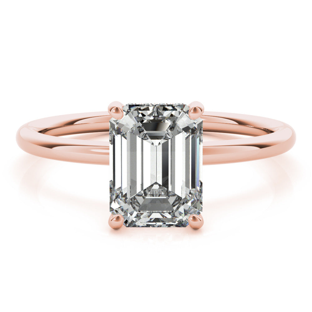 Rose gold Round Cut Solitaire Engagement Ring with Four-Prong Setting and Classic Band