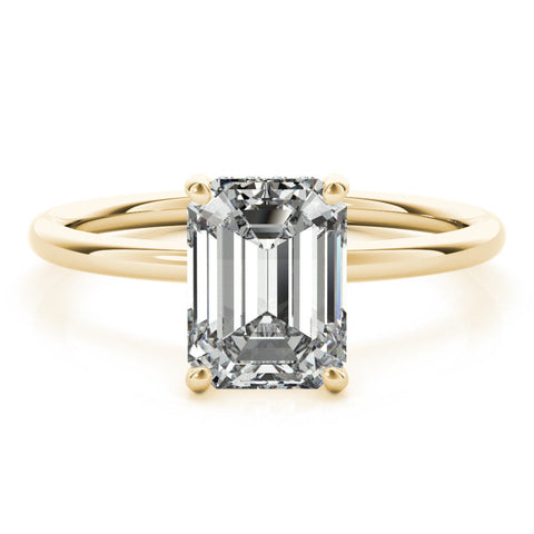 Yellow gold Round Cut Solitaire Engagement Ring with Four-Prong Setting and Classic Band