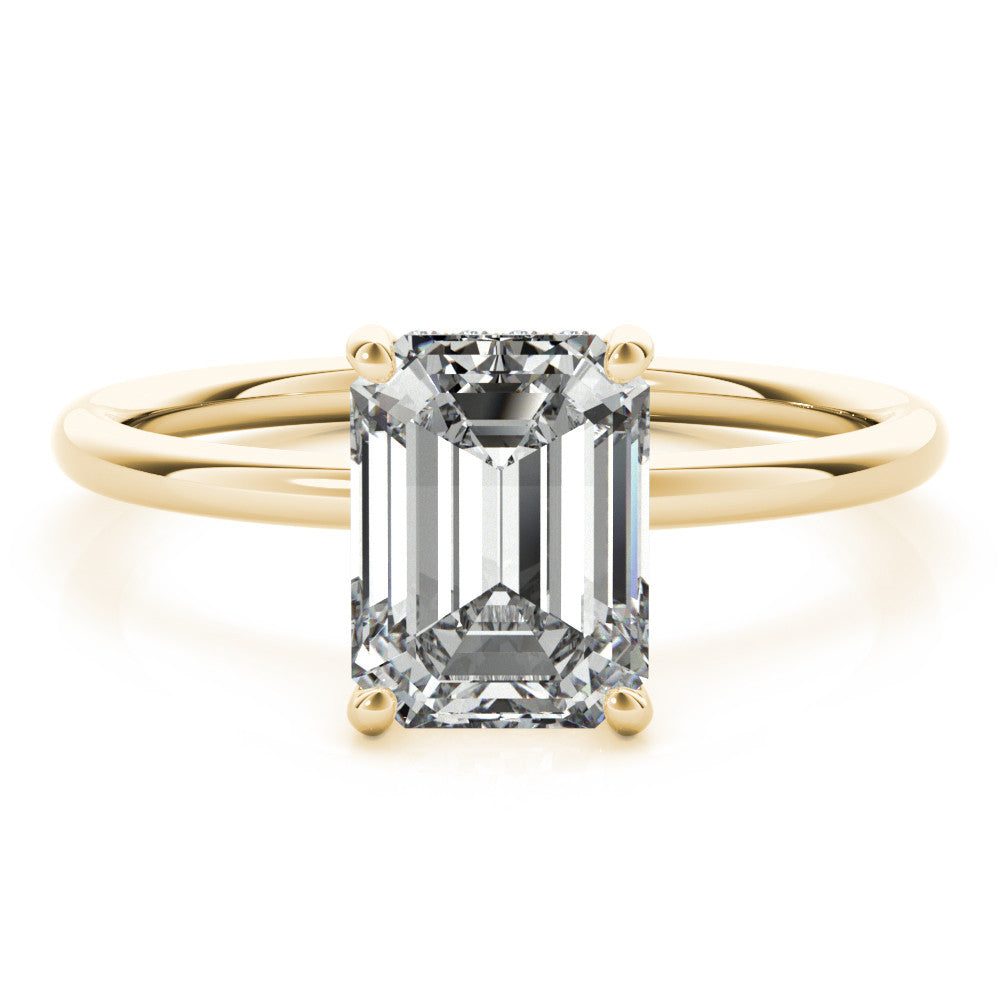 Yellow gold Heart Cut Solitaire Engagement Ring with Four-Prong Setting and Classic Band
