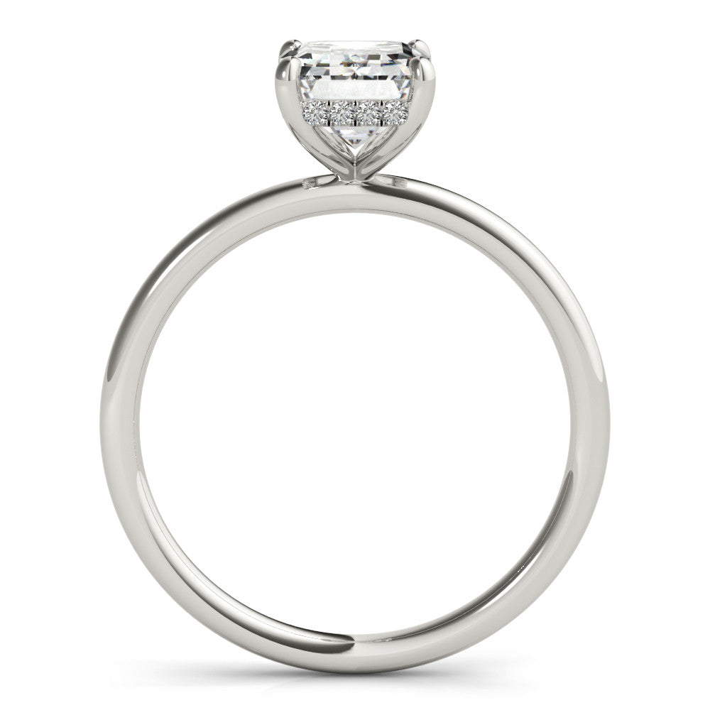 White gold Oval Cut Solitaire Engagement Ring with Four-Prong Setting and Classic Band