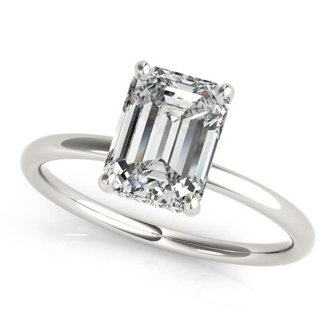 Platinum Pear Cut Solitaire Engagement Ring with Four-Prong Setting and Classic Band