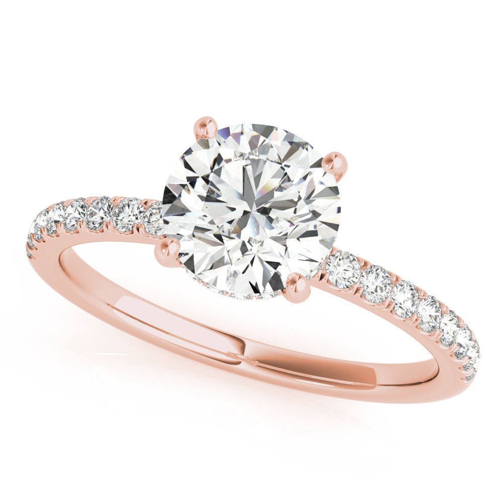 Rose gold Marquise Solitaire Diamond Pavé Band with Four-Prong Setting