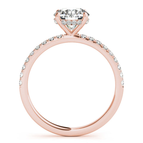 Rose gold Round Solitaire Diamond Pavé Band with Four-Prong Setting