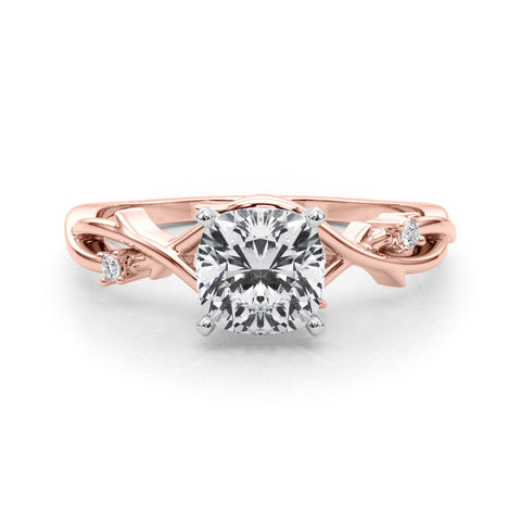 Rose gold Cushion Solitaire Twisted Band Prong Setting Ring