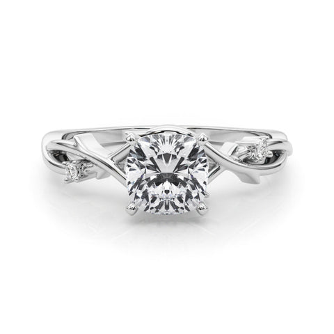 Platinum Cushion Solitaire Twisted Band Prong Setting Ring