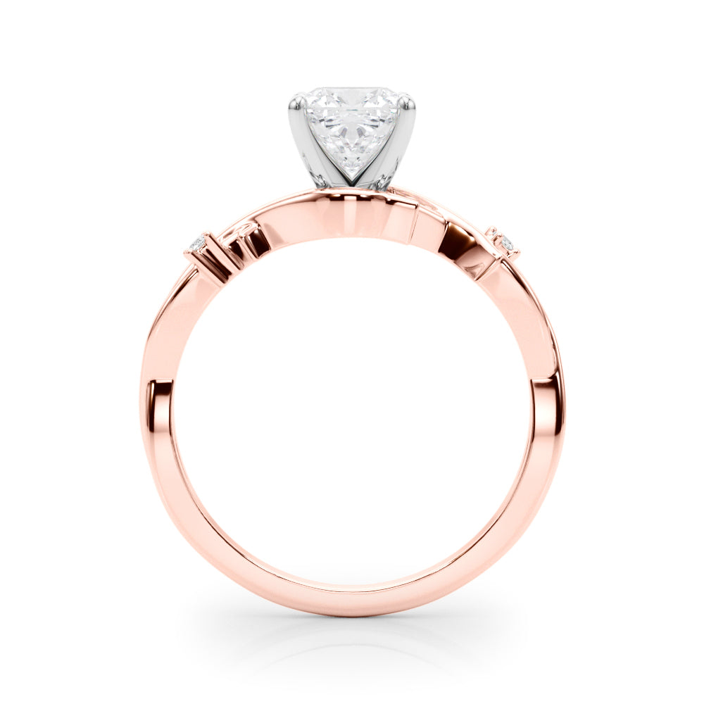 Rose gold Cushion Solitaire Twisted Band Prong Setting Ring