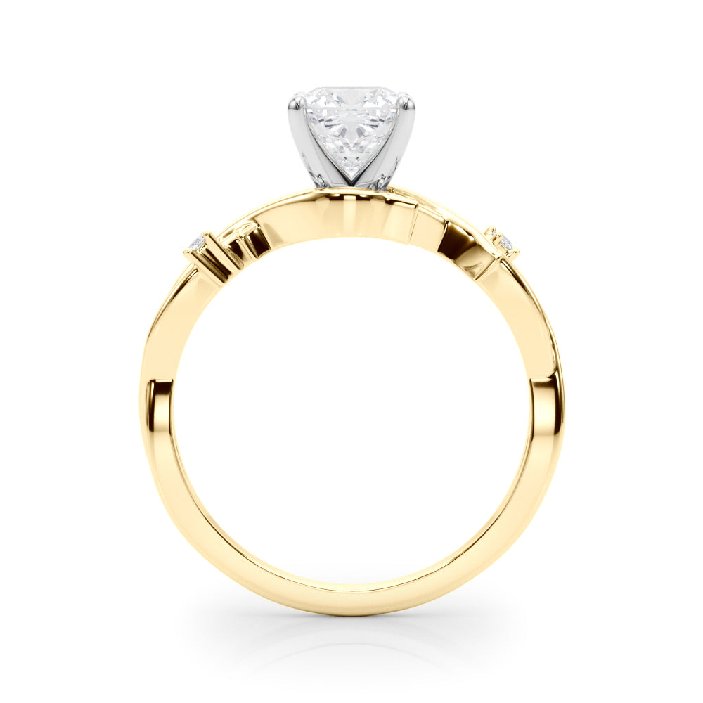 Yellow gold Cushion Solitaire Twisted Band Prong Setting Ring