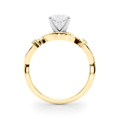 Yellow gold Cushion Solitaire Twisted Band Prong Setting Ring