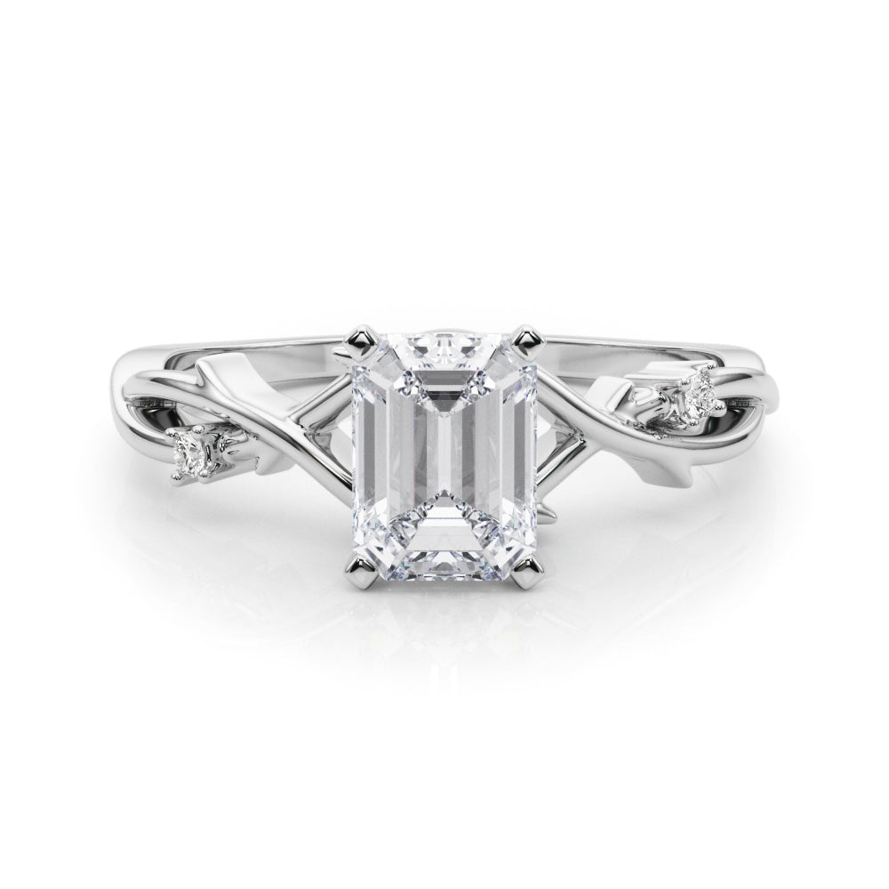 Platinum Radiant Solitaire Twisted Band Prong Setting Ring