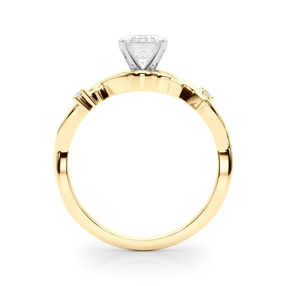 Yellow gold Radiant Solitaire Twisted Band Prong Setting Ring