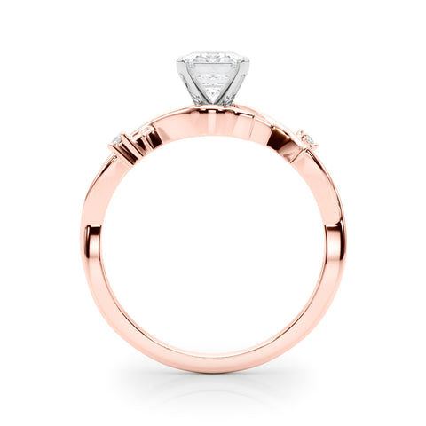 Rose gold Emerald Solitaire Twisted Band Prong Setting Ring